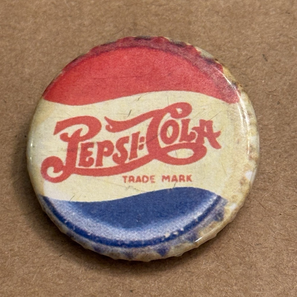 Pepsi Cola TradeMark Bottle Cap Vintage Pinback Button Pin Round Circle Pop Soda